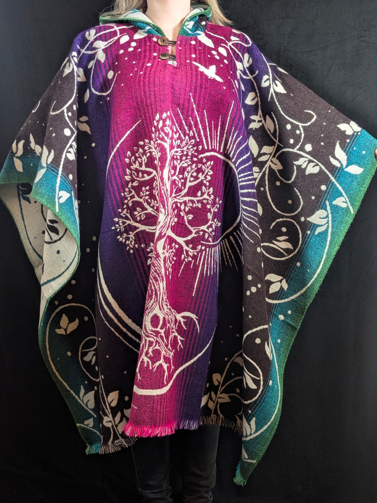 PONCHO ARBRE DE VIE ETHNIQUE