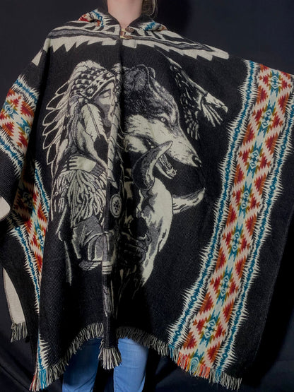 Poncho loup-aigle Otavalo-Ecuador