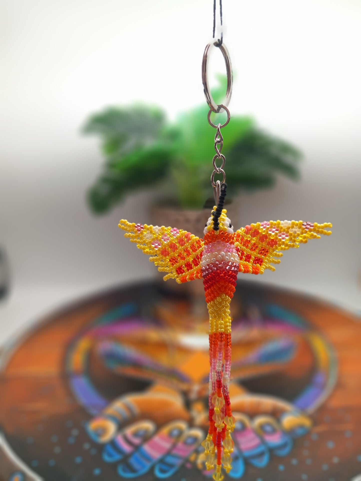 Colibri perlé / porte-clés ou ornement perlé à la main