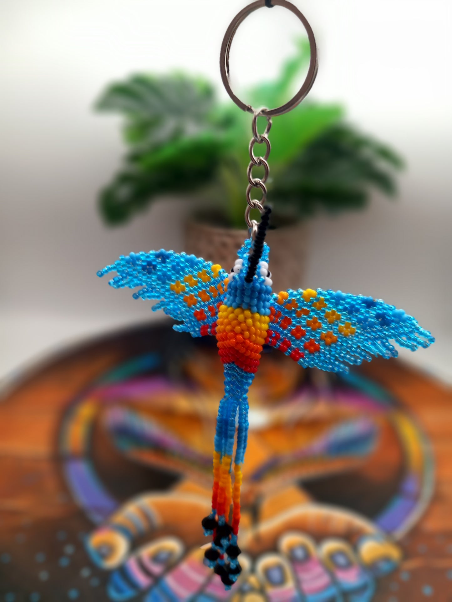 Colibri perlé / porte-clés ou ornement perlé à la main