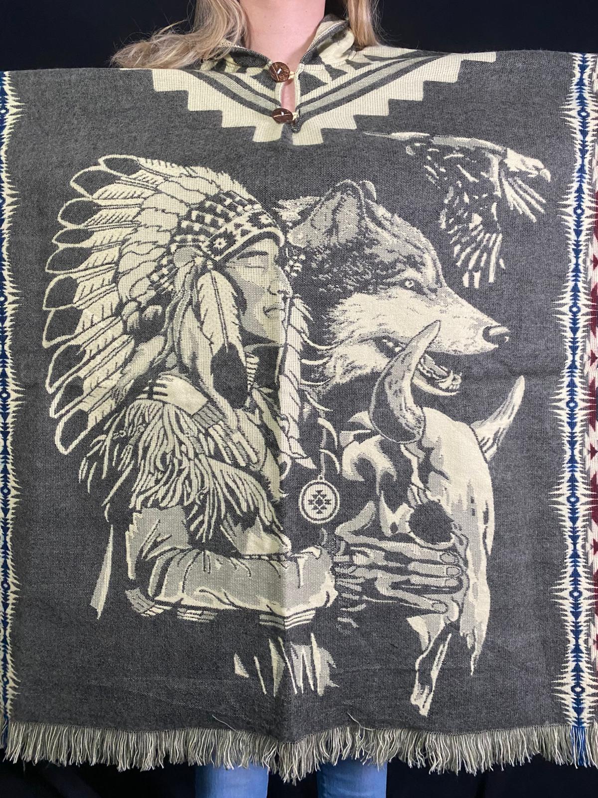 Poncho loup-aigle Otavalo-Ecuador