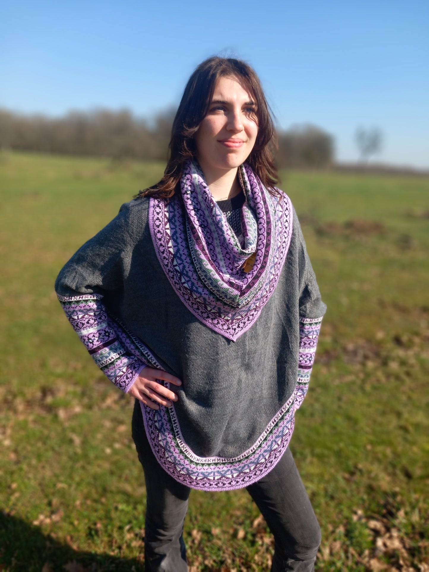 Poncho en Alpaga avec Manches